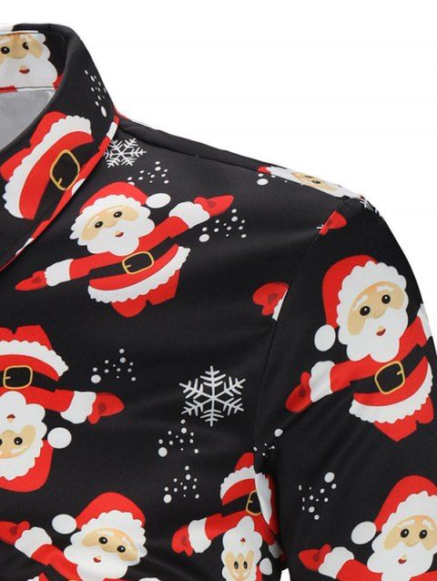 Snowflakes Santa Claus Print Christmas Shirt