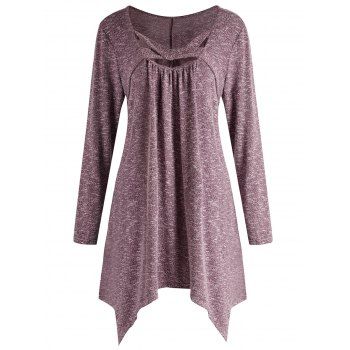 

Plus Size U Neck Criss Cross Tee, Dull purple