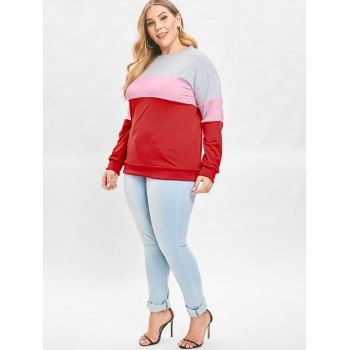 

Plus Size Drop Shoulder Hit Color Sweatshirt, Multicolor