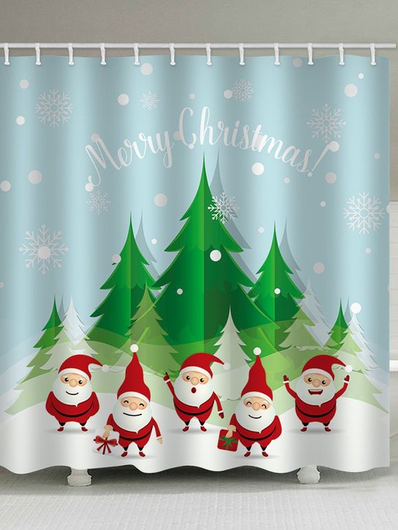 Rideau de Douche Imperméable de Noël Père Noël et Sapin Imprimés - multicolor W59 X L71 INCH
