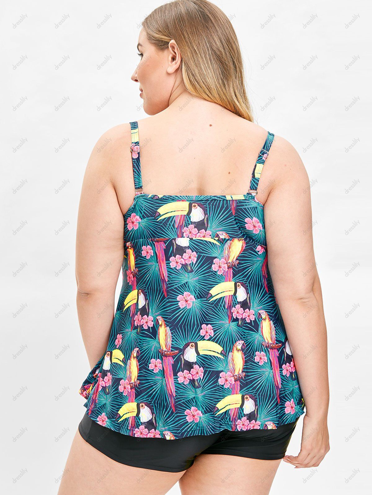[44 OFF] 2020 Ensemble De Tankini Oiseaux Imprimé De Grande Taille à