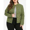 Plus Size Open Front Jacket with Buttons - ARMY GREEN 1X