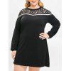 Robe Droite Ourlet en Dentelle de Grande Taille - Noir L