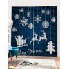 Rideaux de Fenêtre de Noël Motif Flocon de Neige et Cerf de Noël 2 Pièces - Paon Bleu W28 X L39 INCH X 2PCS