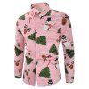 Chemise à Imprimé Bonhomme de Neige Bonbon et Sapin de Noël - Rose 3XL