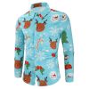 Christmas Candy Snowflakes Elk Print Casual Shirt - BLUE XL