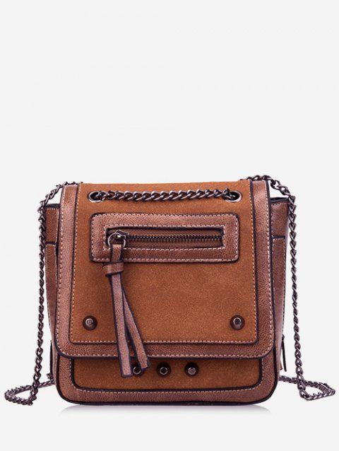 [41% OFF] 2019 Link Chain Magnet Hook Design Crossbody Bag In BROWN | DressLily