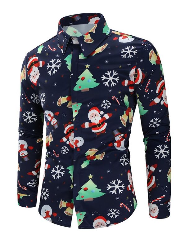 Chemise de Noël à Imprimé Flocon de Neige et Bonbon - Cadetblue M