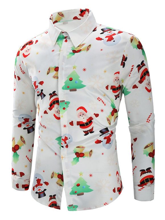 Chemise de Noël à Imprimé Flocon de Neige et Bonbon - Blanc XL