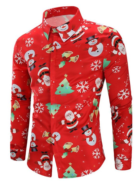 Chemise de Noël à Imprimé Flocon de Neige et Bonbon - Rouge XL