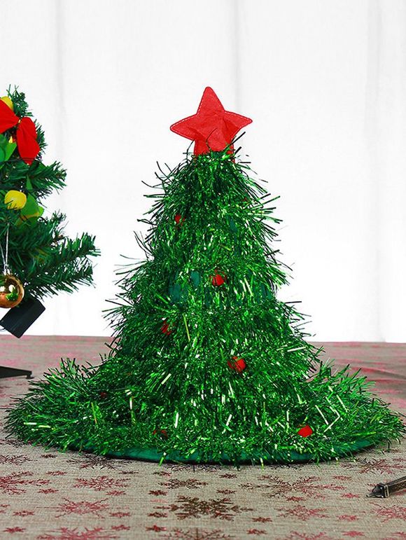 Chapeau de décoration de fête avec arbre de Noël avec lumière - Vert Jungle 