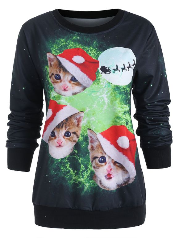 Sweat-shirt Chat de Noël Imprimé - multicolor XL