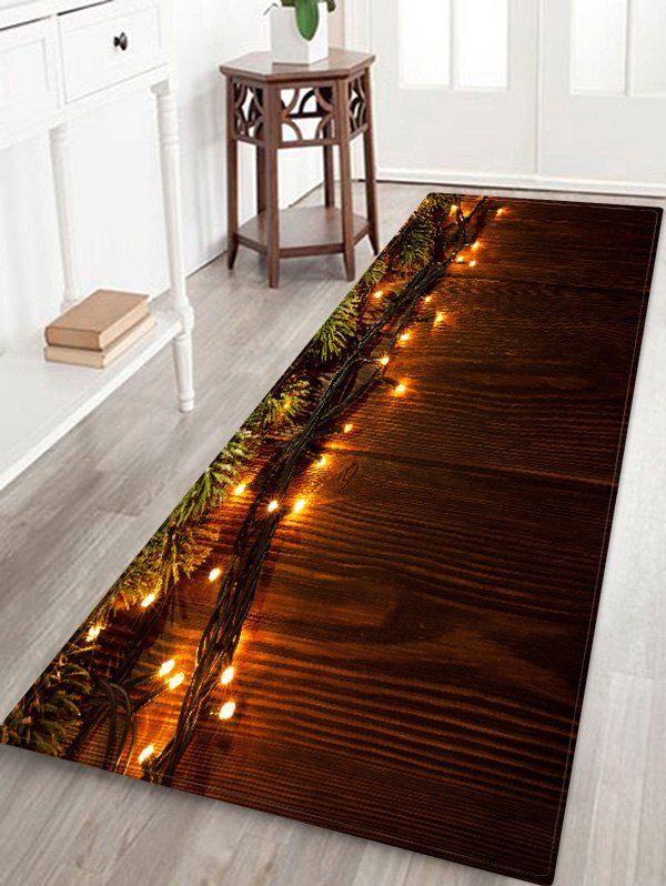 

Christmas Wooden Light Printed Floor Mat, Deep brown