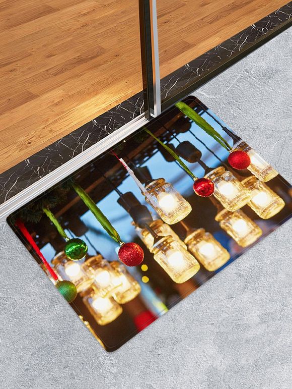 Tapis de Sol de Noël 3D Boule Lumière Imprimées - Jaune Soleil W20 X L31.5 INCH