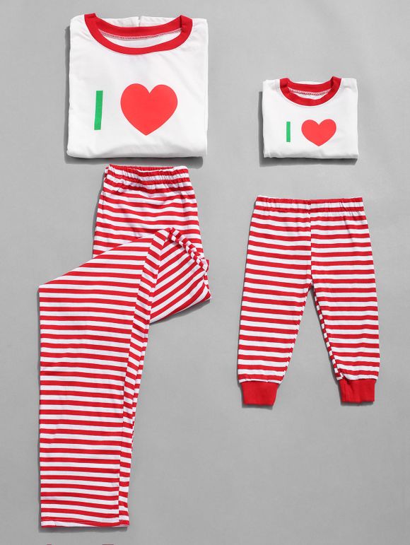 Ensemble pyjama de grande taille à rayures de Noël pour enfants maman - Rouge MOM 1X