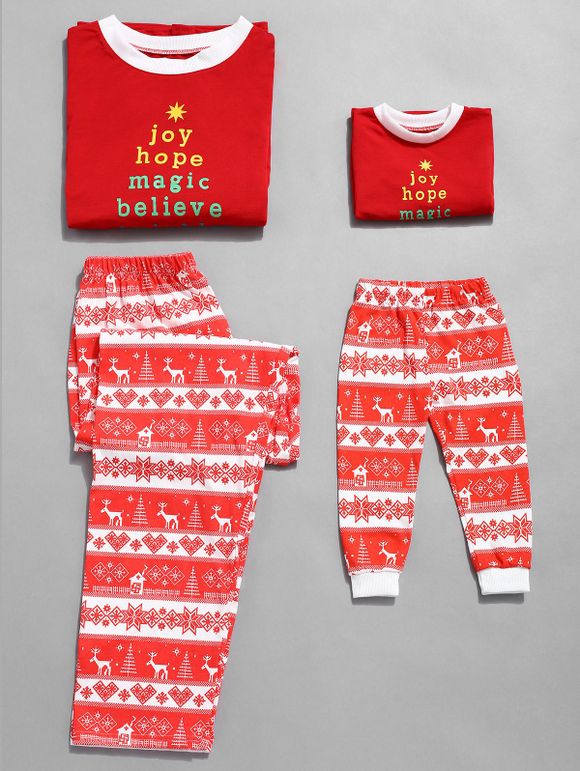 Pyjama familial grand format imprimé lettres de Noël - Rouge KID 6T