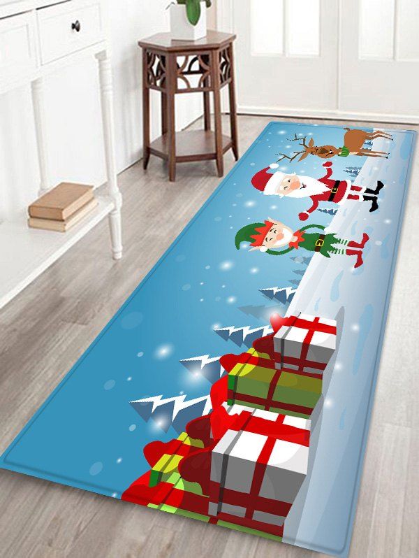 

Father Christmas Gift Deer Printed Floor Mat, Light sky blue