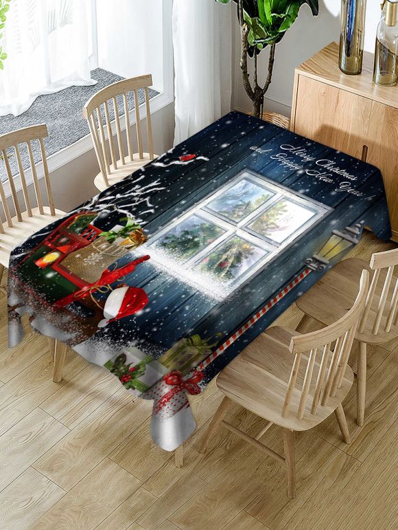 Nappe de Table Imperméable à Imprimé Fenêtre de Maison pour Noël - multicolor W54 X L54 INCH