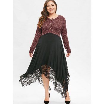 

Contrast Handkerchief Plus Size Long Tunic T-Shirt, Multicolor