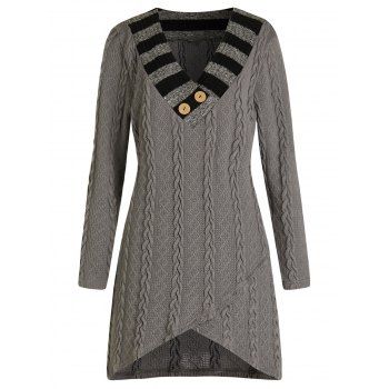 

Plus Size Cable Knit Asymmetric Longline Sweater, Multicolor