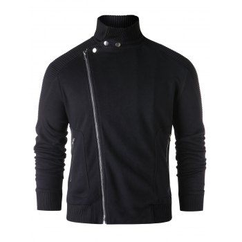 Image of Asymmetric Zipper Stand Collar Jacket