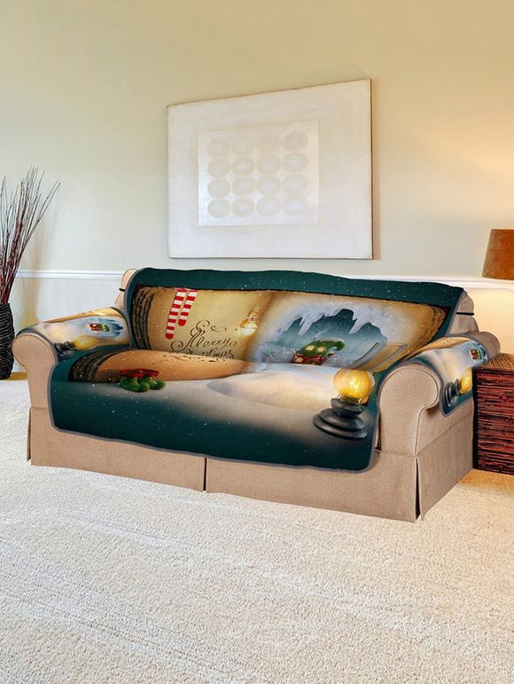 Housse de Canapé de Noël Motif de Livre et de Cheval - multicolor TWO SEATS