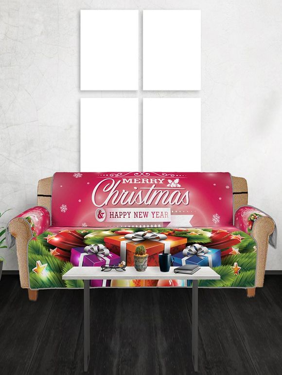 Housse de Canapé de Noël Motif de Cadeau et de Boule - multicolor THREE SEATS