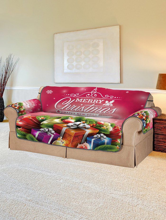 

Christmas Gifts Balls Pattern Couch Cover, Multi