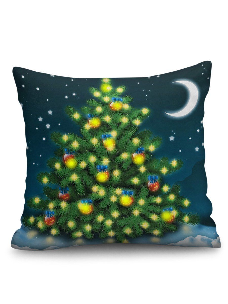 

Christmas Tree Print LED Light Pillowcase, Peacock blue
