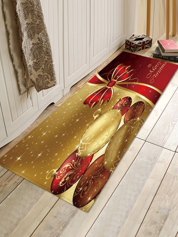 Tapis Anti-dérapant Absorbant d'Eau Motif de Boule et de Nœud Papillon - multicolor W16 X L47 INCH