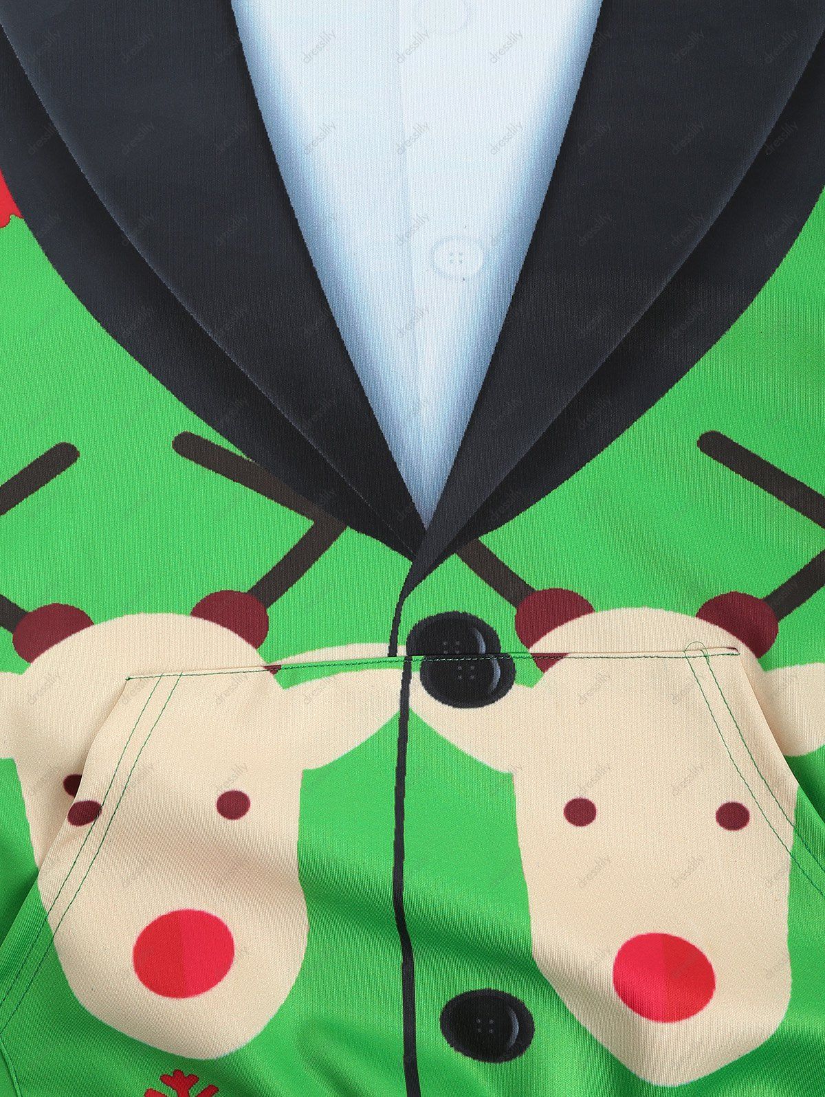 Christmas Faux Suit Print Pullover Hoodie - SHAMROCK GREEN L