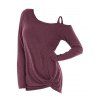 T-shirt Tordu Détaillé Grande Taille à Manches Longues - Rouge Violet Pâle 1X