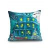 Taie d'Oreiller de Noël Bonhomme de Neige Maison et Lumière LED Imprimés - Bleu Vert Ara W18 X L18 INCH