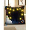 Taie d'Oreiller de Noël Bonhomme de Neige et Lumière LED Imprimés - Noir W18 X L18 INCH