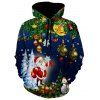 Sweat-Shirt à Capuche Motif Père Noël Cloches et Sapin - Bleu Marine L