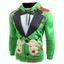 Christmas Faux Suit Print Pullover Hoodie - SHAMROCK GREEN 3XL
