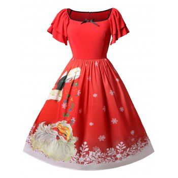 

Christmas Plus Size Santa Claus Printed Dress, Red