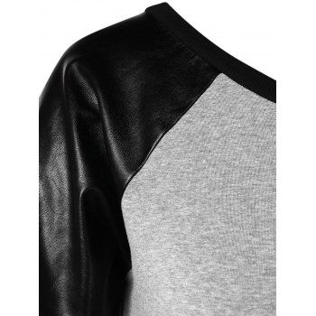 

Plus Size Faux Leather Panel Sweatshirt, Gray