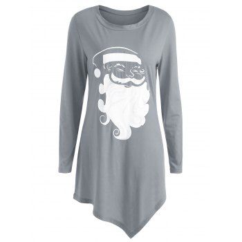 

Plus Size Asymmetric Christmas T-shirt, Gray