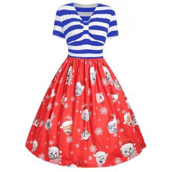 

Plus Size Snowflake Christmas Vintage Dress, Blue