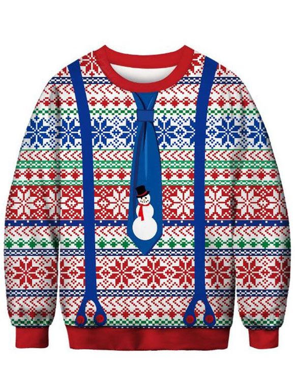 Sweatshirt de Noël en faux cravate avec bonhomme de neige - multicolor 2XL