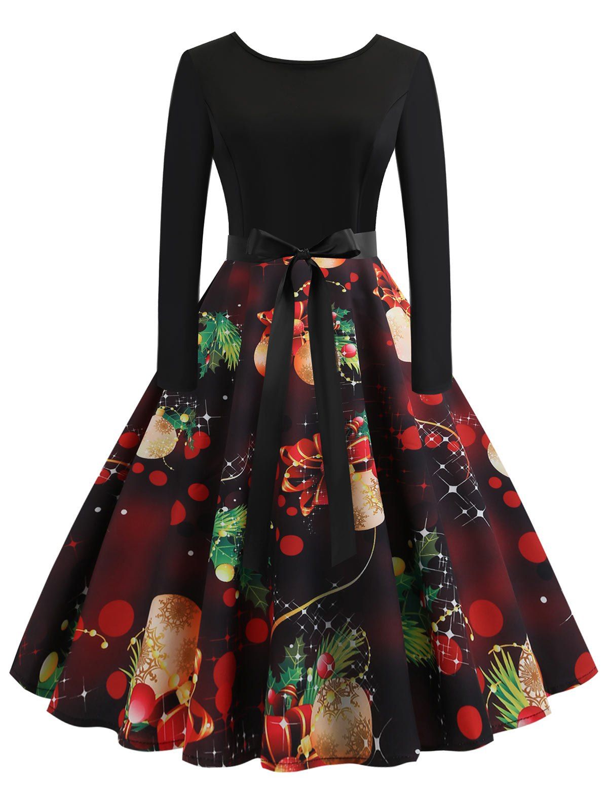 Vintage Printed Flare Dress - multicolor XL