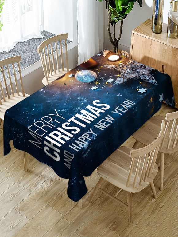 Nappe de Table à Imprimé Galaxie et Inscriptions de Noël - Bleu Myrtille W54 X L54 INCH