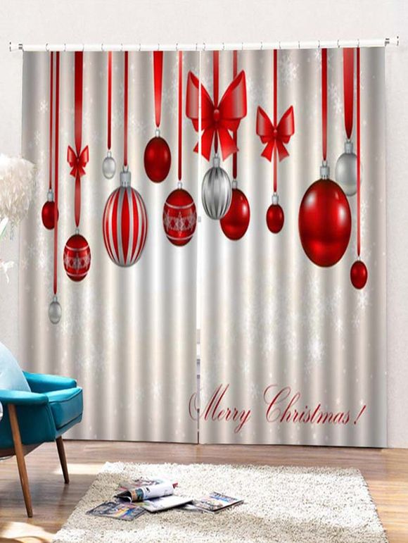 Rideaux de Fenêtre de Noël Boule Imprimée 2 Pièces - multicolor W28 X L39 INCH X 2PCS