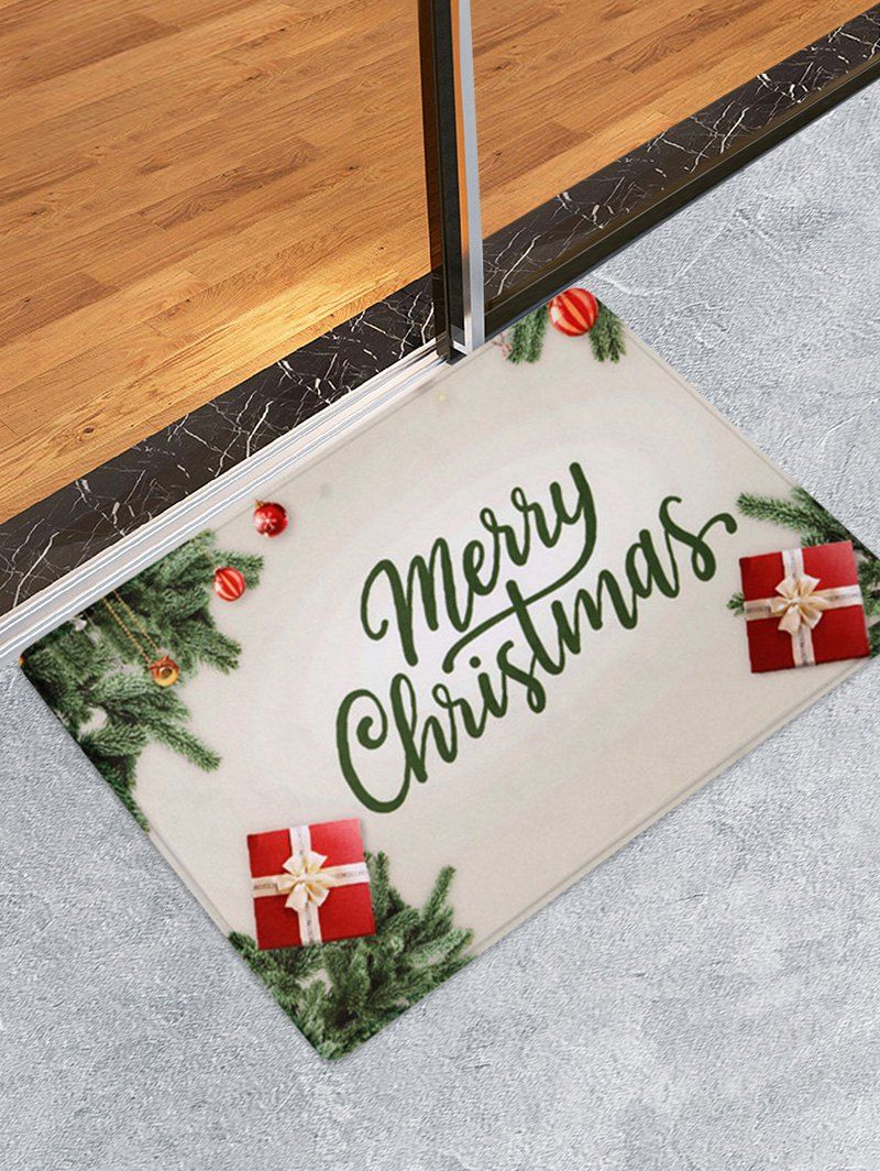 

Merry Christmas Gift Printed Fleece Floor Mat, White