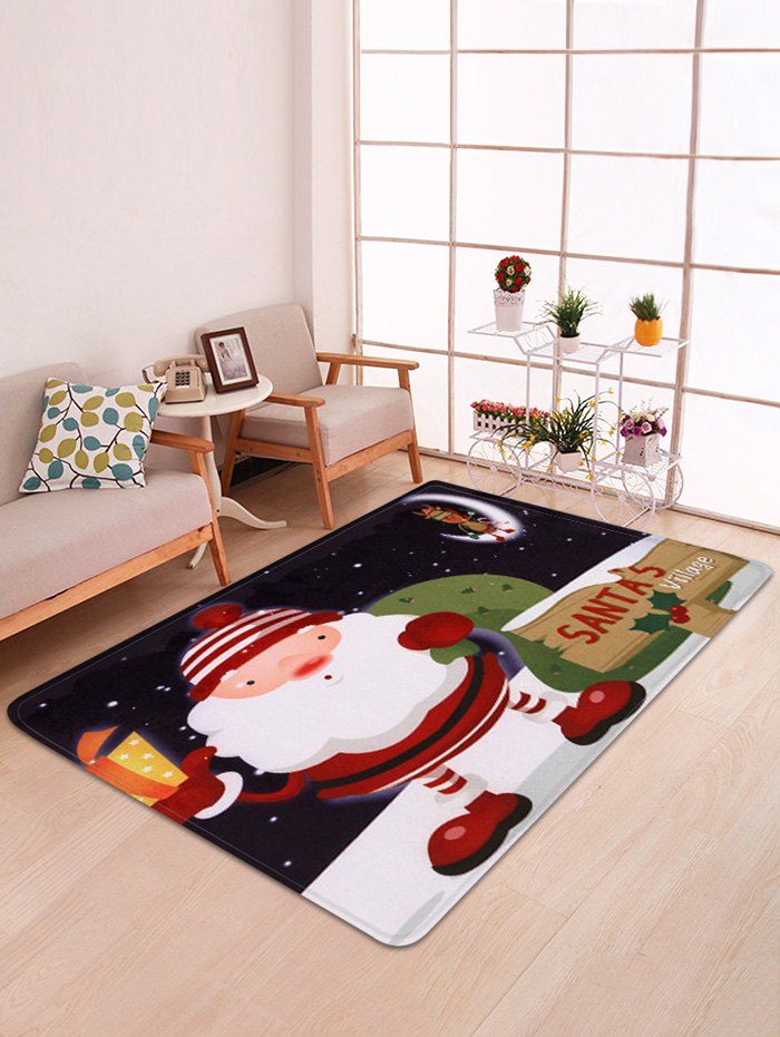 

Father Christmas Gift Printed Fleece Floor Mat, Black