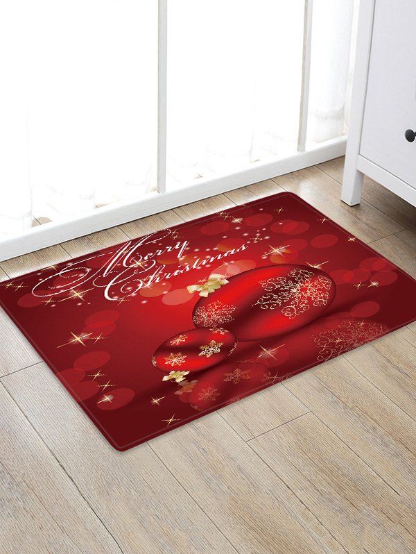 

Merry Christmas Balls Pattern Water Absorbing Area Rug, Multi