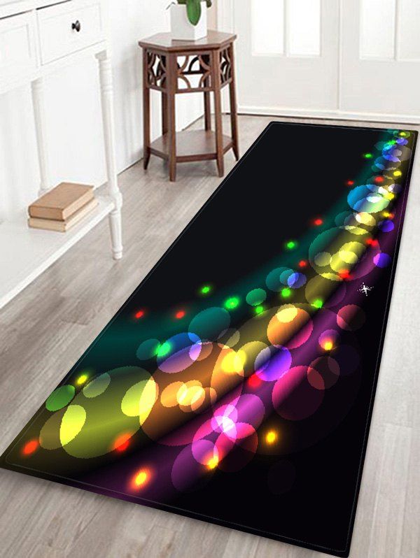 

Christmas Colorful Light Printed Floor Mat, Black