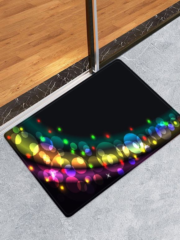 Tapis de Sol de Noël Lumière Colorée Imprimée - Noir W16 X L24 INCH