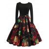 Vintage Printed Flare Dress - multicolor M